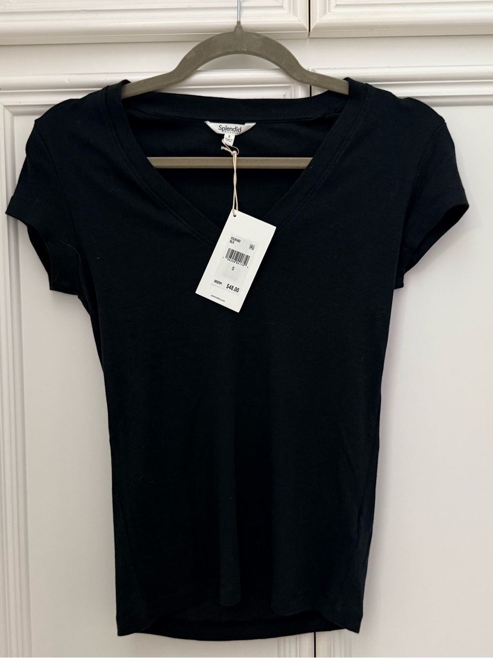 Splendid Black V-Neck Short Sleeve Tee